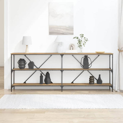 Konsolentisch mit Regal Eiche handwerklich 200 x 30 x 75 cm