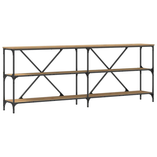 Konsolentisch mit Regal Eiche handwerklich 200 x 30 x 75 cm