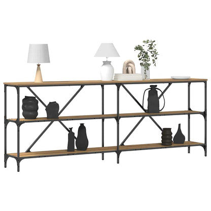 Konsolentisch mit Regal Eiche handwerklich 200 x 30 x 75 cm