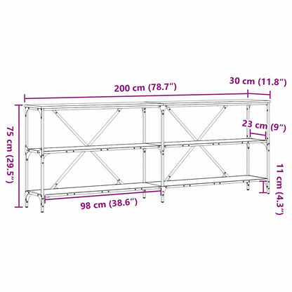 Konsolentisch mit Regal Eiche handwerklich 200 x 30 x 75 cm