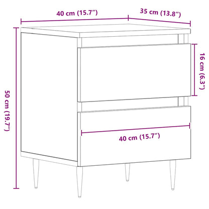 Nachttisch mit Schubladen Altholz 40 x 35 x 50 cm Holzwerkstoff