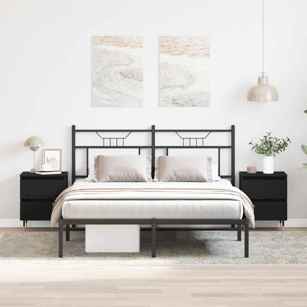 Nachttisch 2 pcs Schwarz Eichen-Optik 40 x 35 x 50 cm