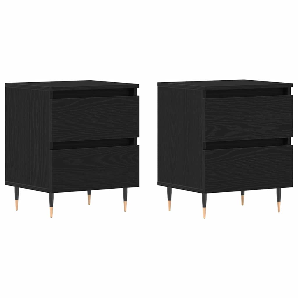 Nachttisch 2 pcs Schwarz Eichen-Optik 40 x 35 x 50 cm