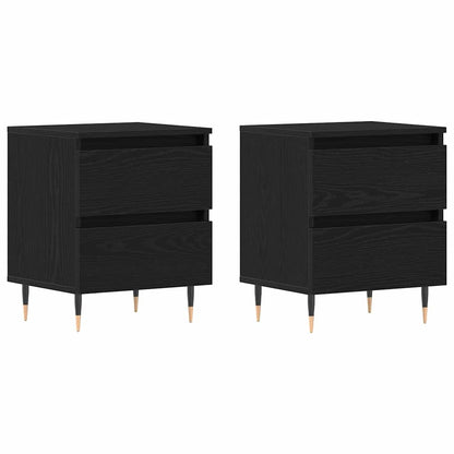 Nachttisch 2 pcs Schwarz Eichen-Optik 40 x 35 x 50 cm