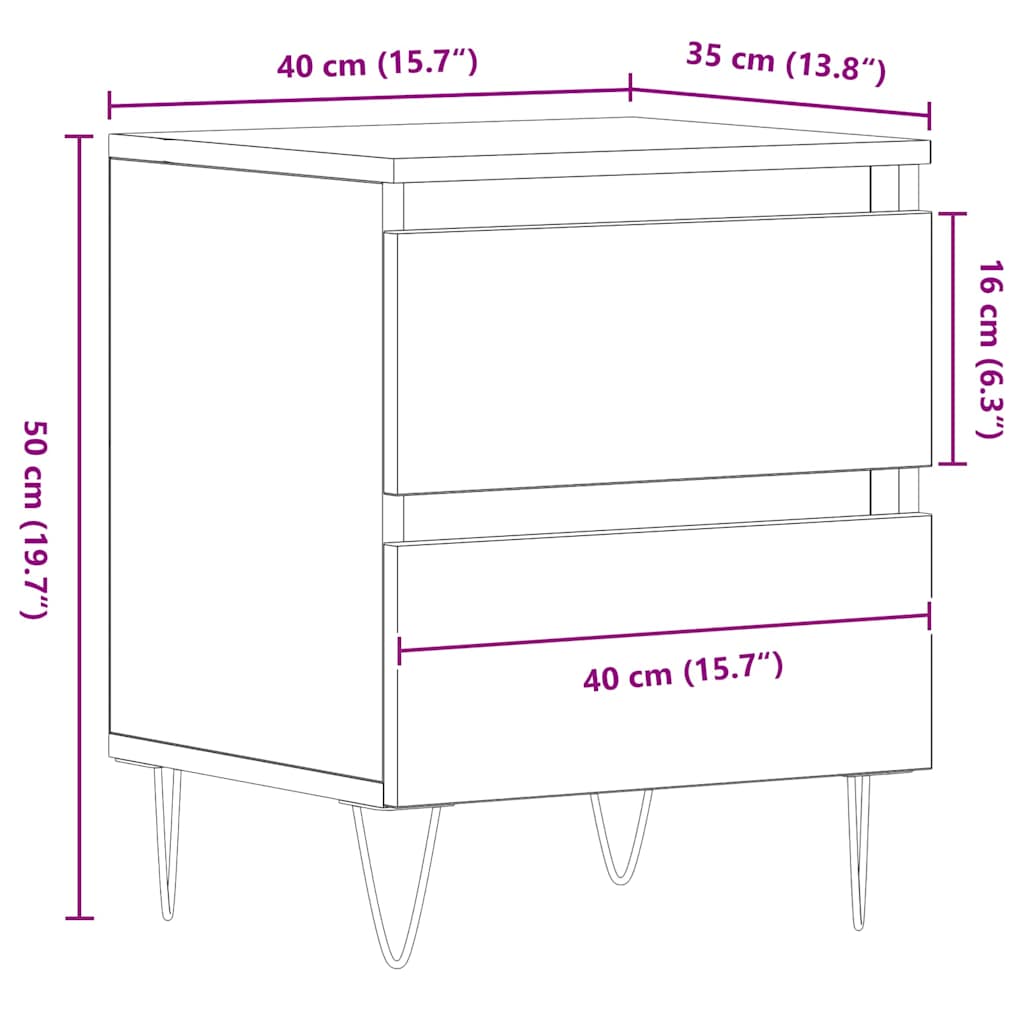 Nachttisch 2 pcs Altholz 40 x 35 x 50 cm Holzwerkstoff