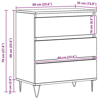 Sideboard Schwarze Eiche 60 x 35 x 70 cm Holzwerkstoff