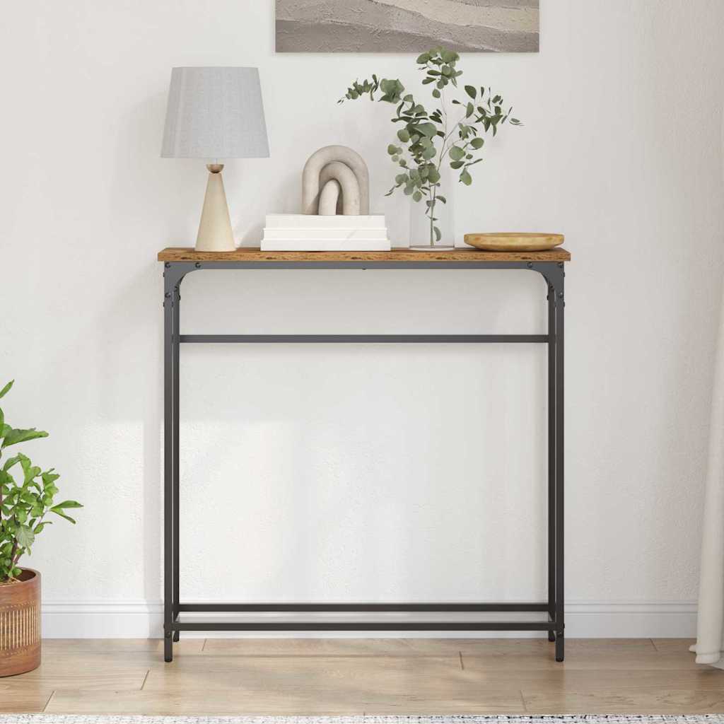 Konsolentisch Altholz 75 x 19,5 x 75 cm Schichtholz und Metall