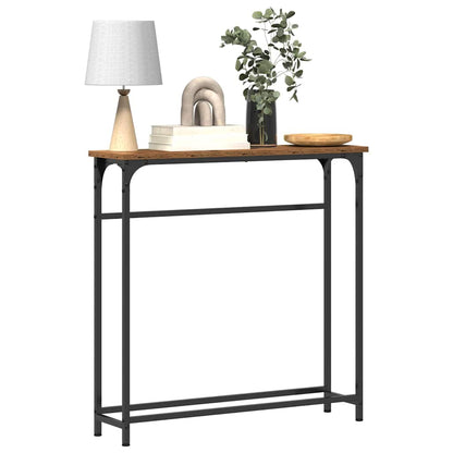 Konsolentisch Altholz 75 x 19,5 x 75 cm Schichtholz und Metall