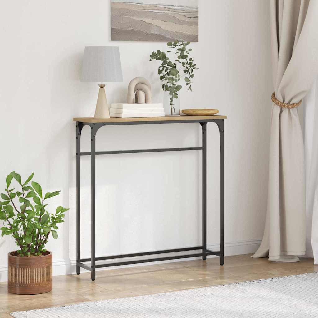 Konsolentisch mit Regal Eiche handwerklich 75 x 19,5 x 75 cm