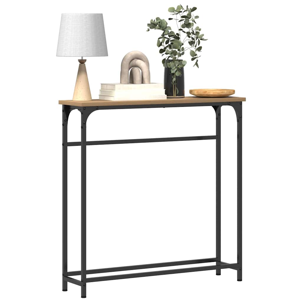 Konsolentisch mit Regal Eiche handwerklich 75 x 19,5 x 75 cm
