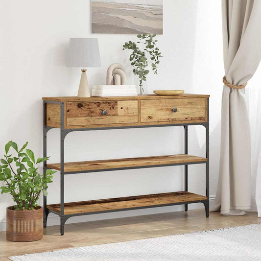 Konsolentisch Altholz 100 x 25 x 75 cm Schichtholz und Metall