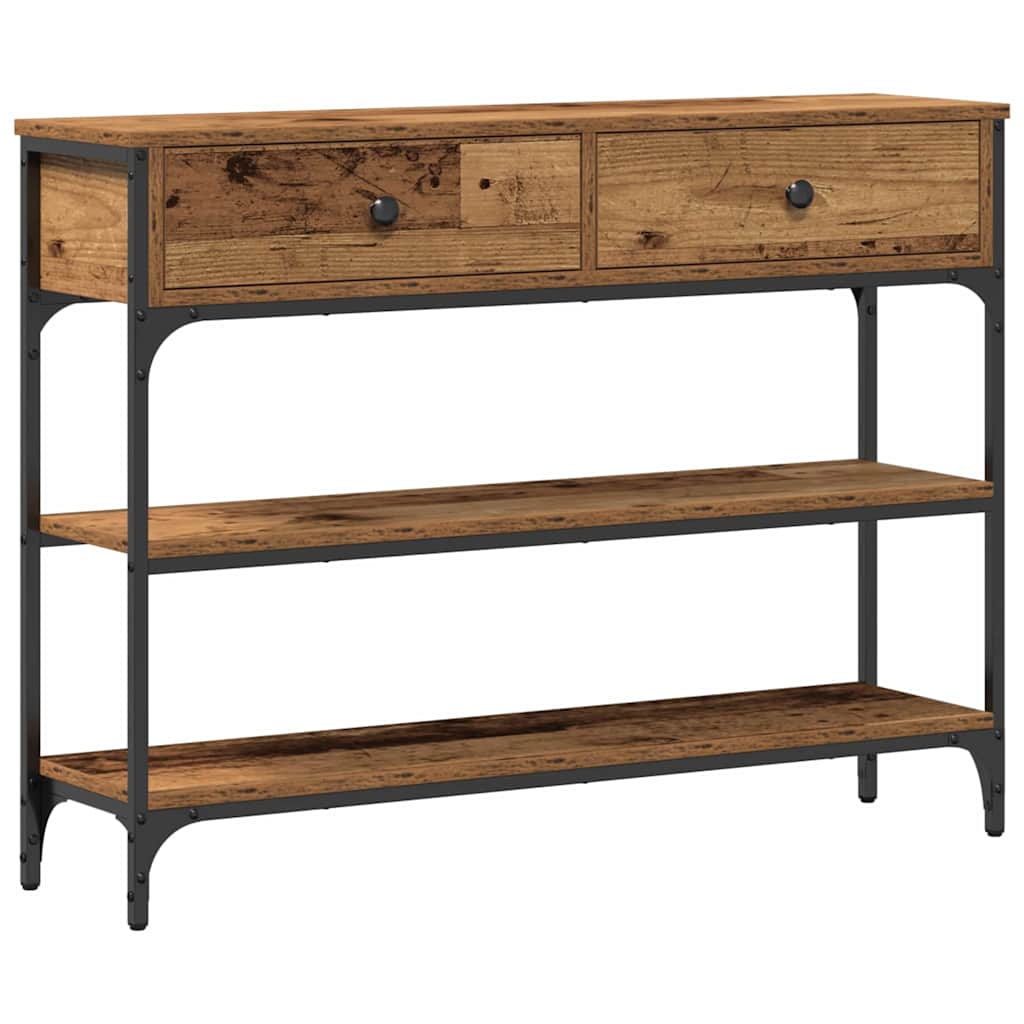Konsolentisch Altholz 100 x 25 x 75 cm Schichtholz und Metall