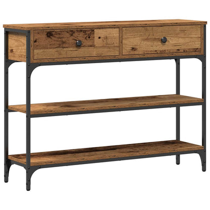 Konsolentisch Altholz 100 x 25 x 75 cm Schichtholz und Metall