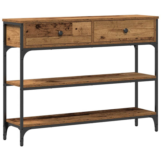 Konsolentisch Altholz 100 x 25 x 75 cm Schichtholz und Metall