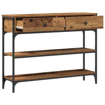 Konsolentisch Altholz 100 x 25 x 75 cm Schichtholz und Metall