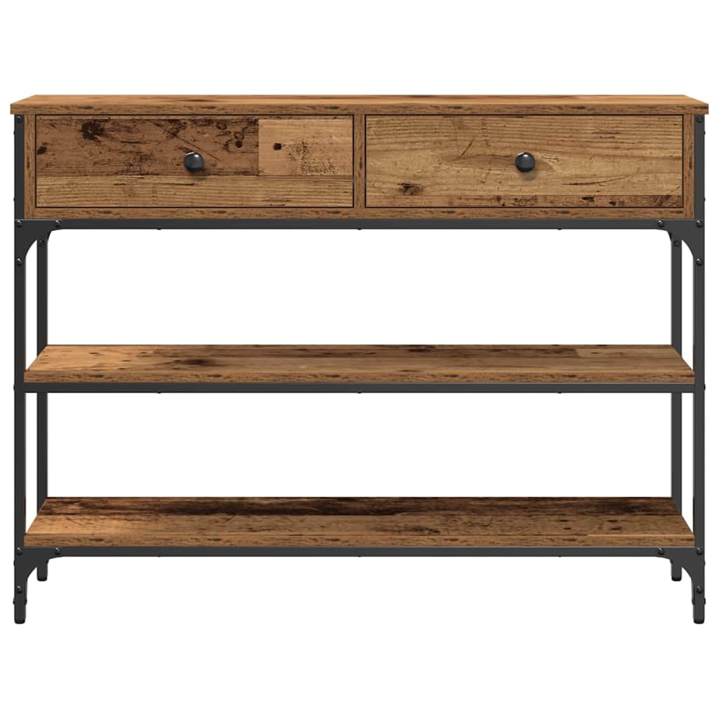 Konsolentisch Altholz 100 x 25 x 75 cm Schichtholz und Metall