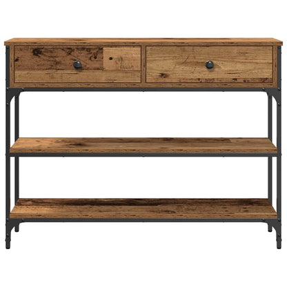 Konsolentisch Altholz 100 x 25 x 75 cm Schichtholz und Metall