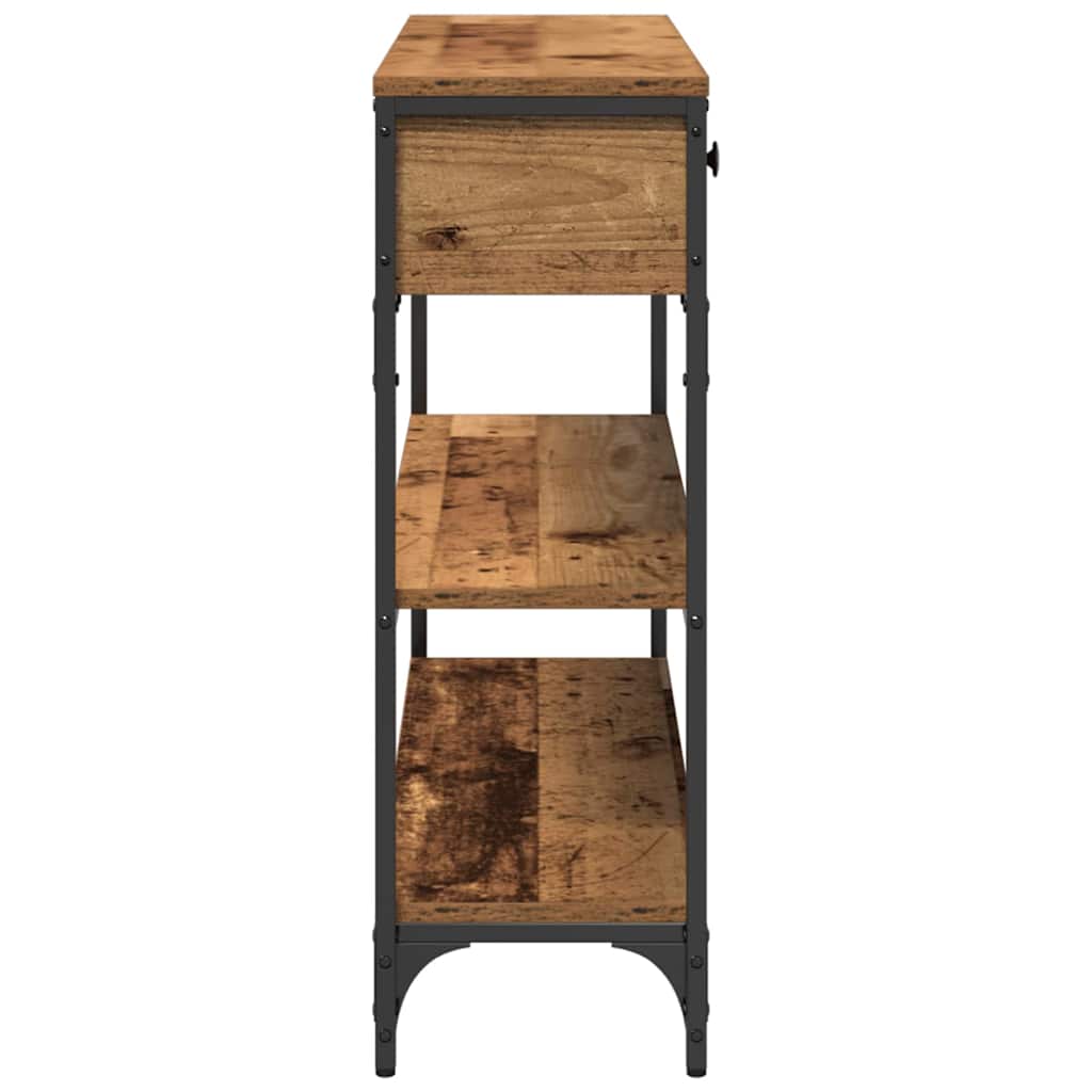 Konsolentisch Altholz 100 x 25 x 75 cm Schichtholz und Metall