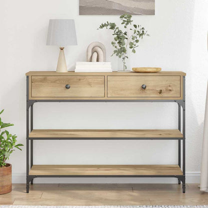 Konsolentisch mit Regal Eiche handwerklich 100 x 25 x 75 cm