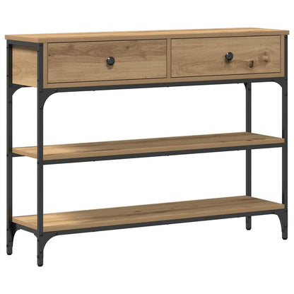 Konsolentisch mit Regal Eiche handwerklich 100 x 25 x 75 cm