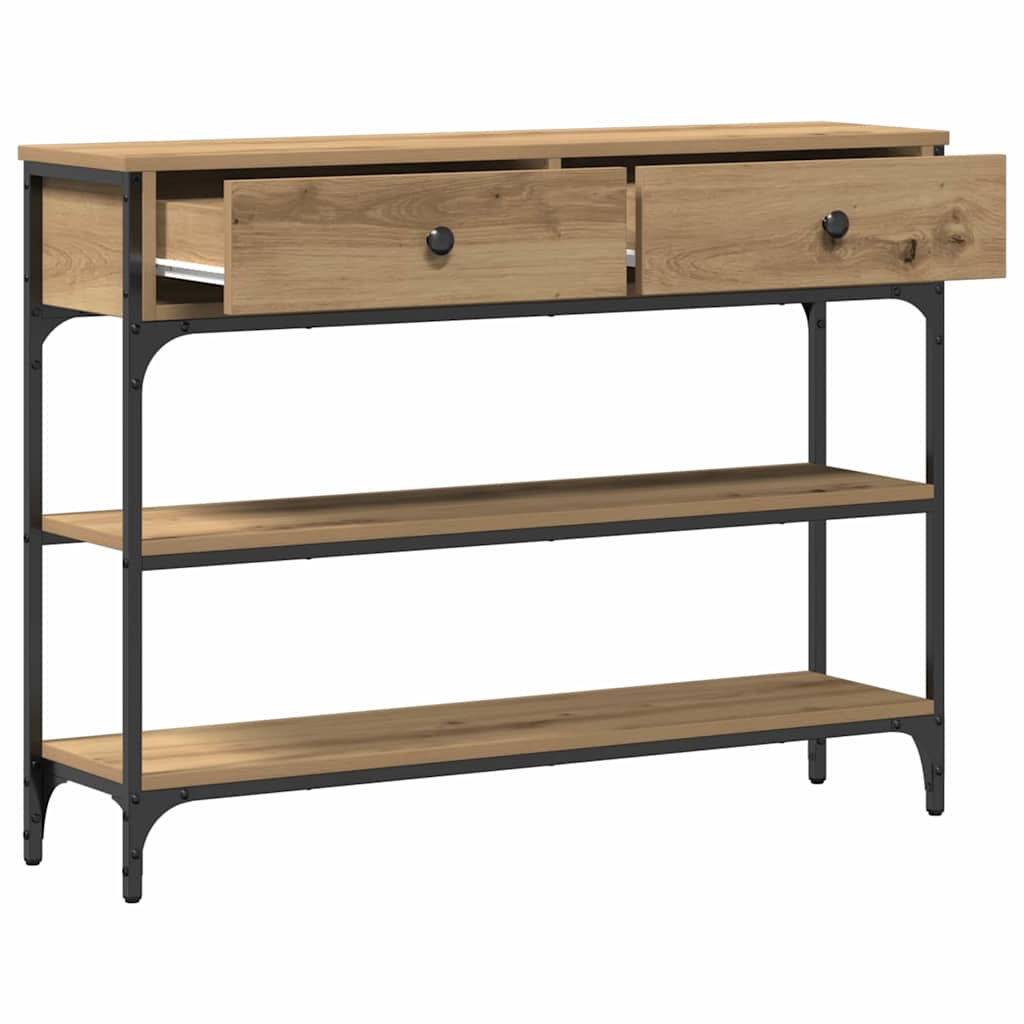 Konsolentisch mit Regal Eiche handwerklich 100 x 25 x 75 cm