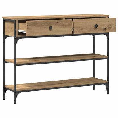 Konsolentisch mit Regal Eiche handwerklich 100 x 25 x 75 cm