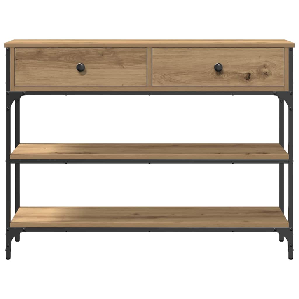 Konsolentisch mit Regal Eiche handwerklich 100 x 25 x 75 cm