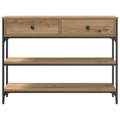 Konsolentisch mit Regal Eiche handwerklich 100 x 25 x 75 cm