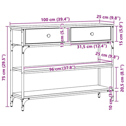 Konsolentisch mit Schubladen Schwarze Eiche 100 x 25 x 75 cm