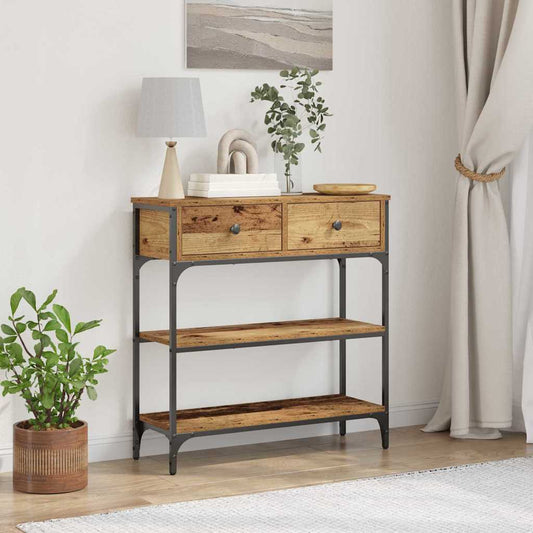 Konsolentisch Altholz 72,5 x 25 x 75 cm Schichtholz und Metall