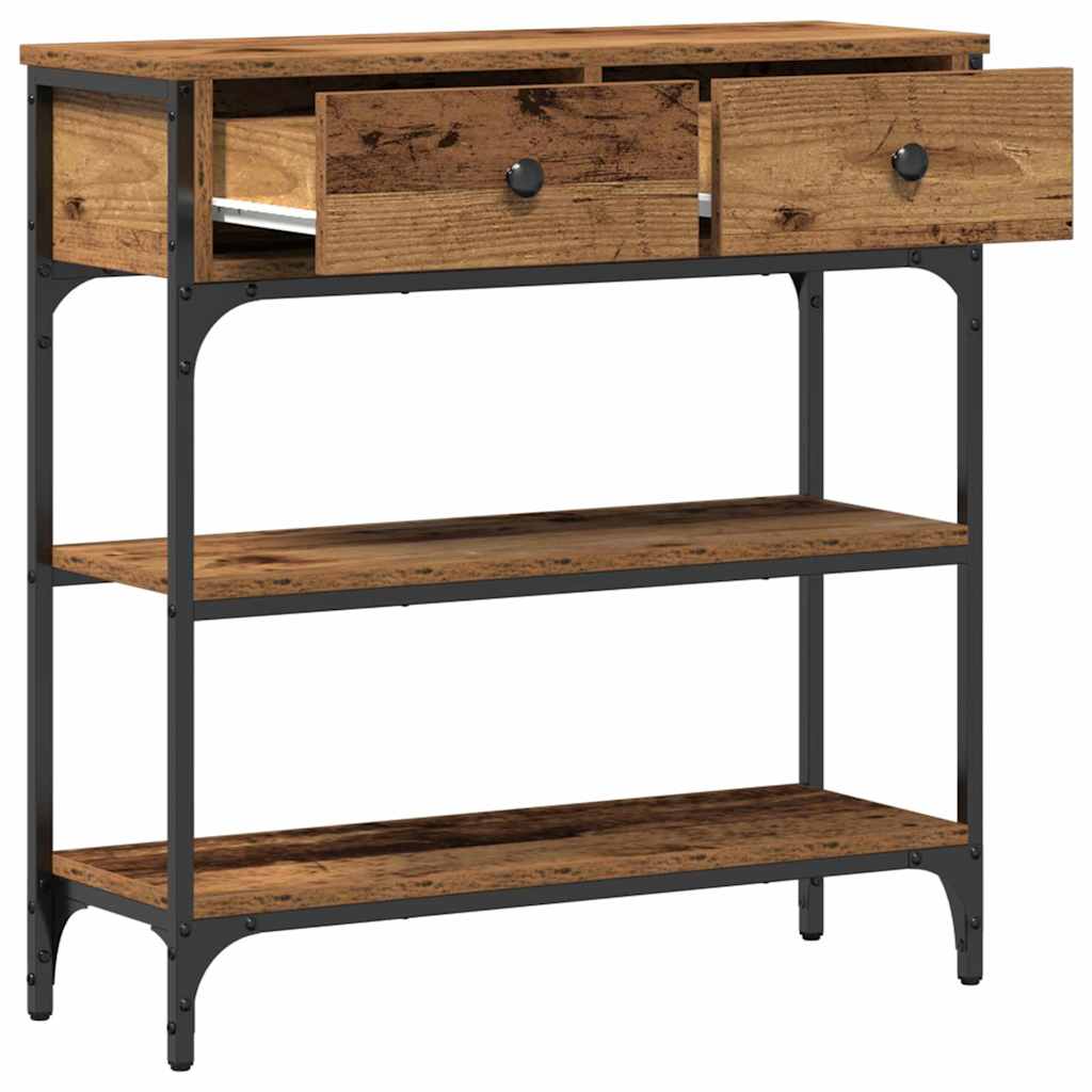 Konsolentisch Altholz 72,5 x 25 x 75 cm Schichtholz und Metall