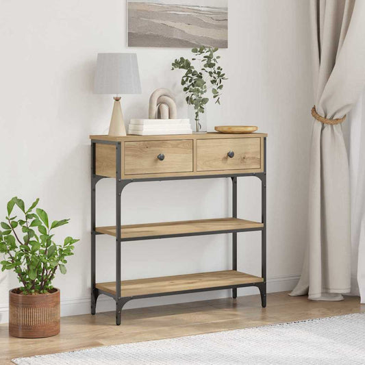 Konsolentisch mit Regal Eiche handwerklich 72,5 x 25 x 75 cm