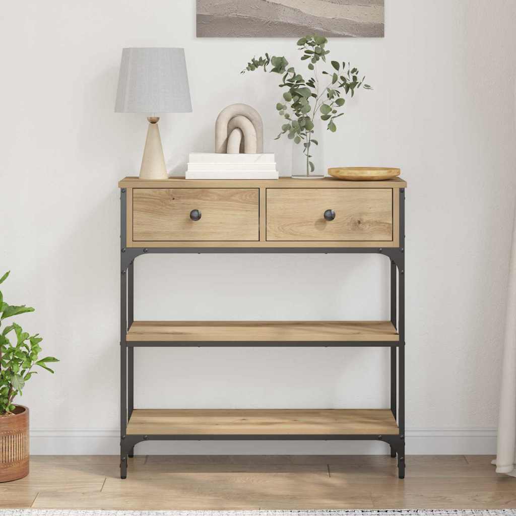 Konsolentisch mit Regal Eiche handwerklich 72,5 x 25 x 75 cm