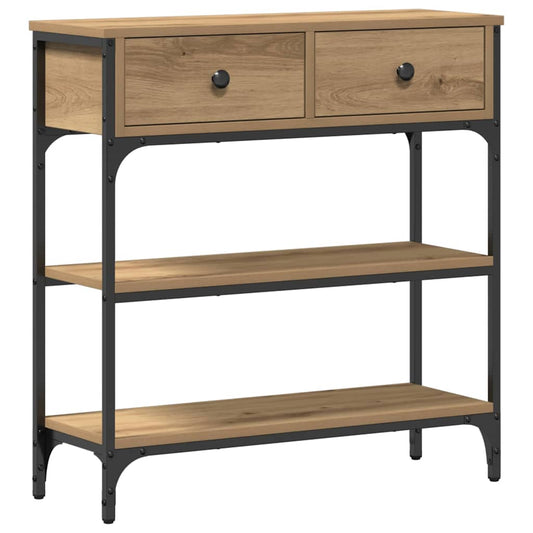 Konsolentisch mit Regal Eiche handwerklich 72,5 x 25 x 75 cm