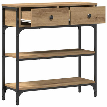 Konsolentisch mit Regal Eiche handwerklich 72,5 x 25 x 75 cm