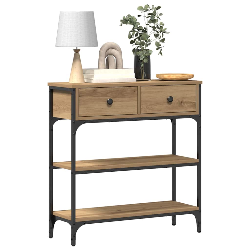 Konsolentisch mit Regal Eiche handwerklich 72,5 x 25 x 75 cm