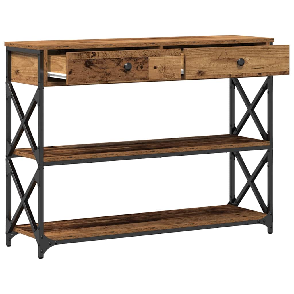 Konsole Tisch Altholz 100 x 28 x 75 cm Schichtholz und Metall