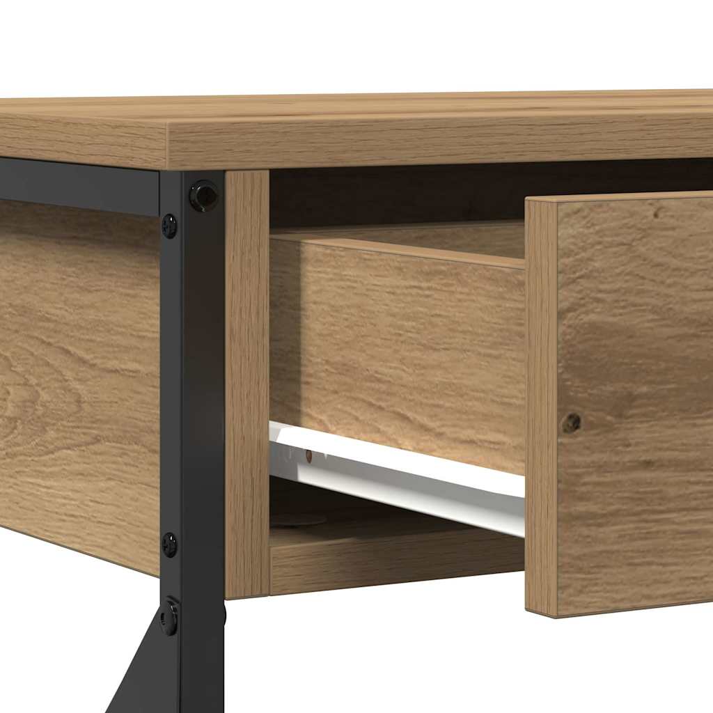 Konsole Tisch mit Regal Eiche handwerklich 100 x 28 x 75 cm