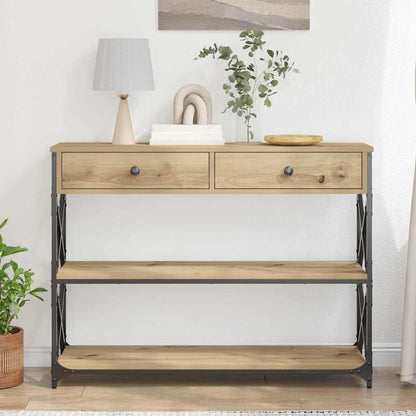 Konsole Tisch mit Regal Eiche handwerklich 100 x 28 x 75 cm