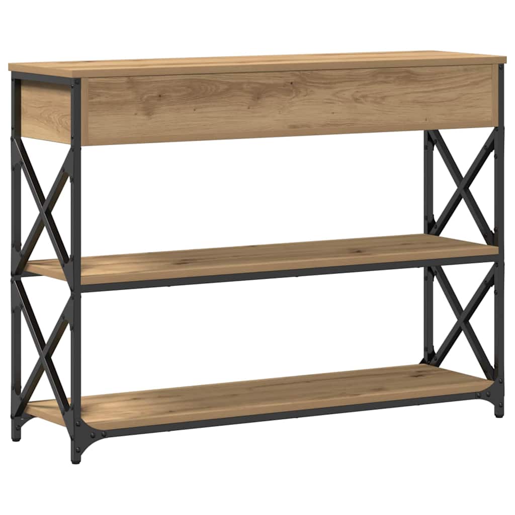 Konsole Tisch mit Regal Eiche handwerklich 100 x 28 x 75 cm