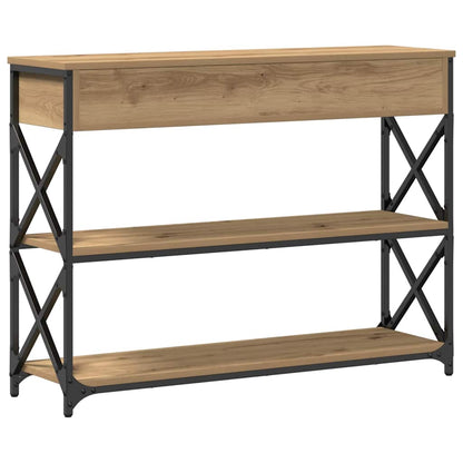 Konsole Tisch mit Regal Eiche handwerklich 100 x 28 x 75 cm