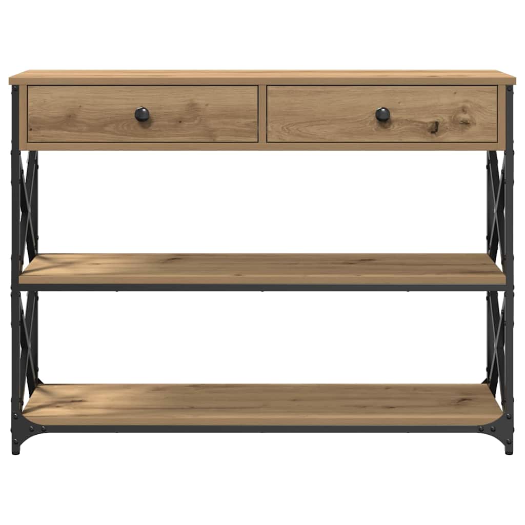 Konsole Tisch mit Regal Eiche handwerklich 100 x 28 x 75 cm