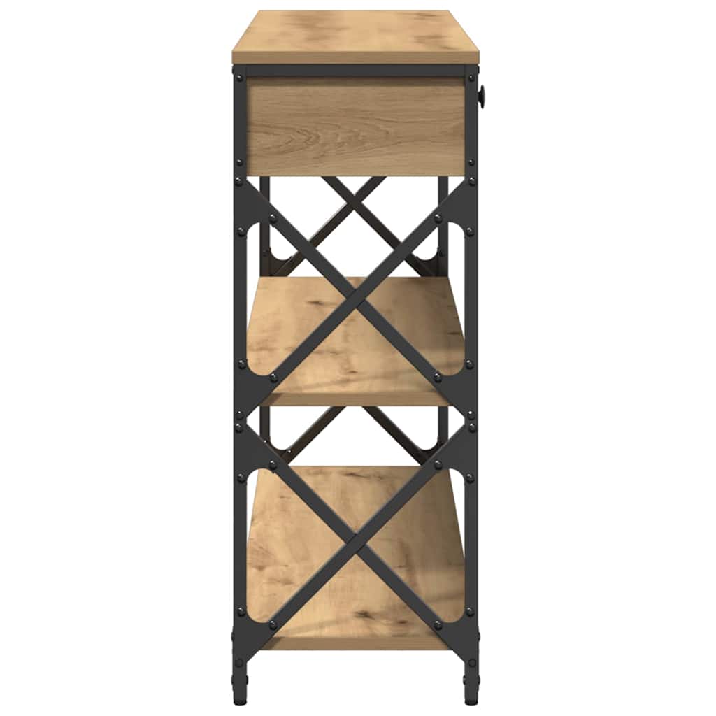 Konsole Tisch mit Regal Eiche handwerklich 100 x 28 x 75 cm