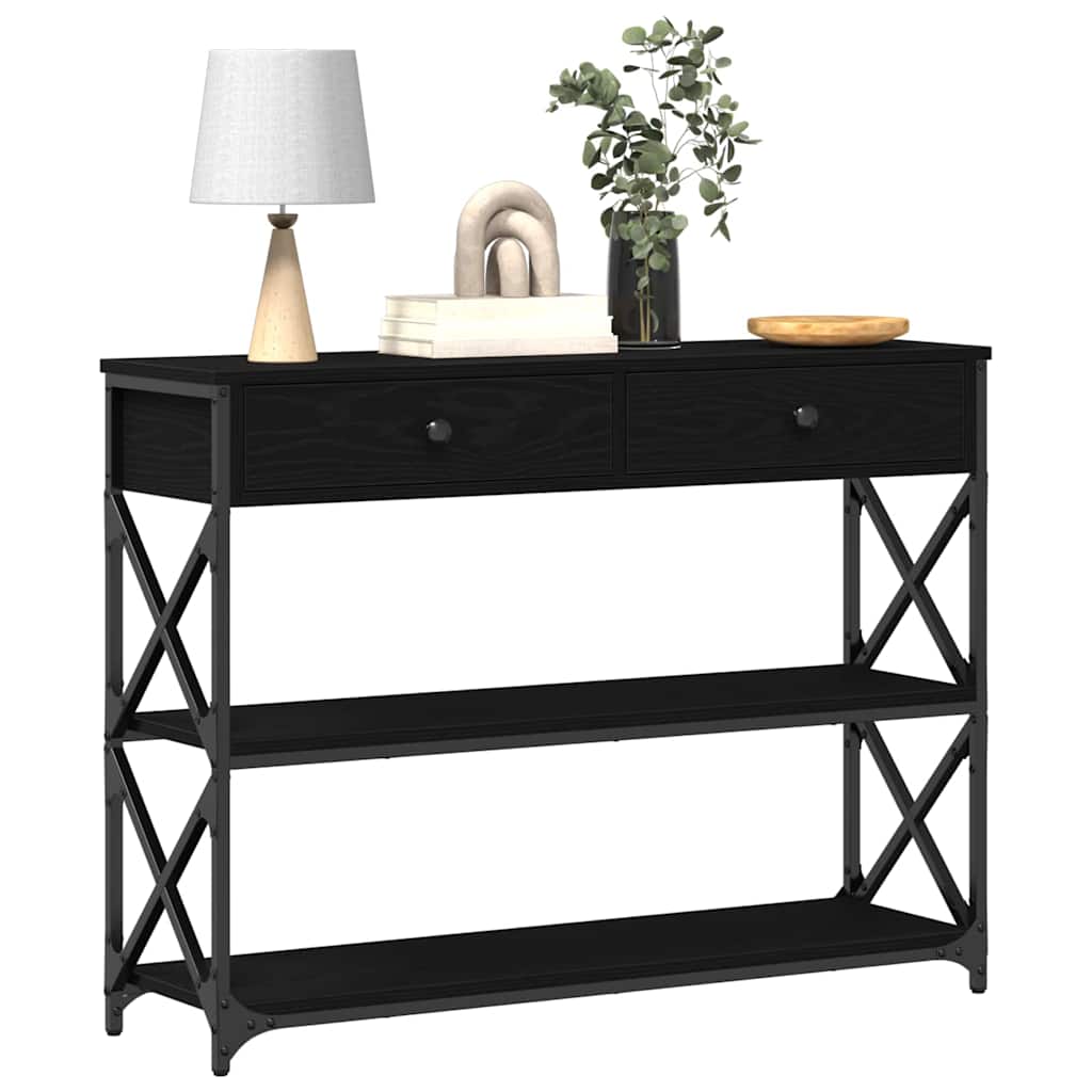 Konsole Tisch mit Schubladen Schwarze Eiche 100 x 28 x 75 cm