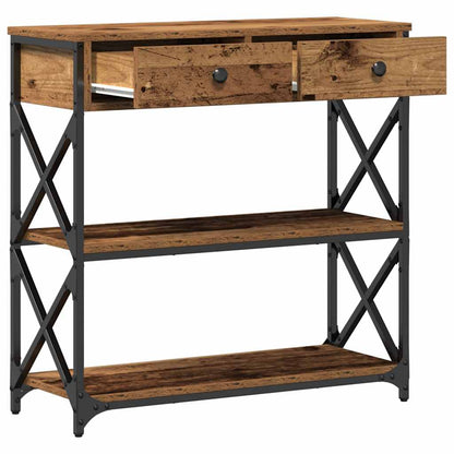 Konsole Tisch Altholz 75 x 28 x 75 cm Schichtholz und Metall