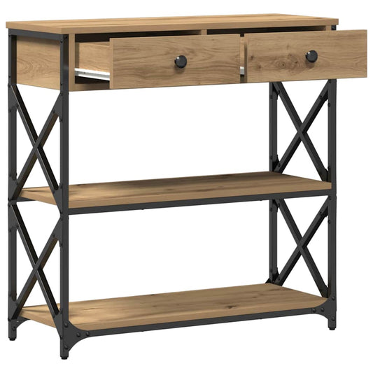 Konsole Tisch mit Schubladen Eiche handwerklich 75 x 28 x 75 cm