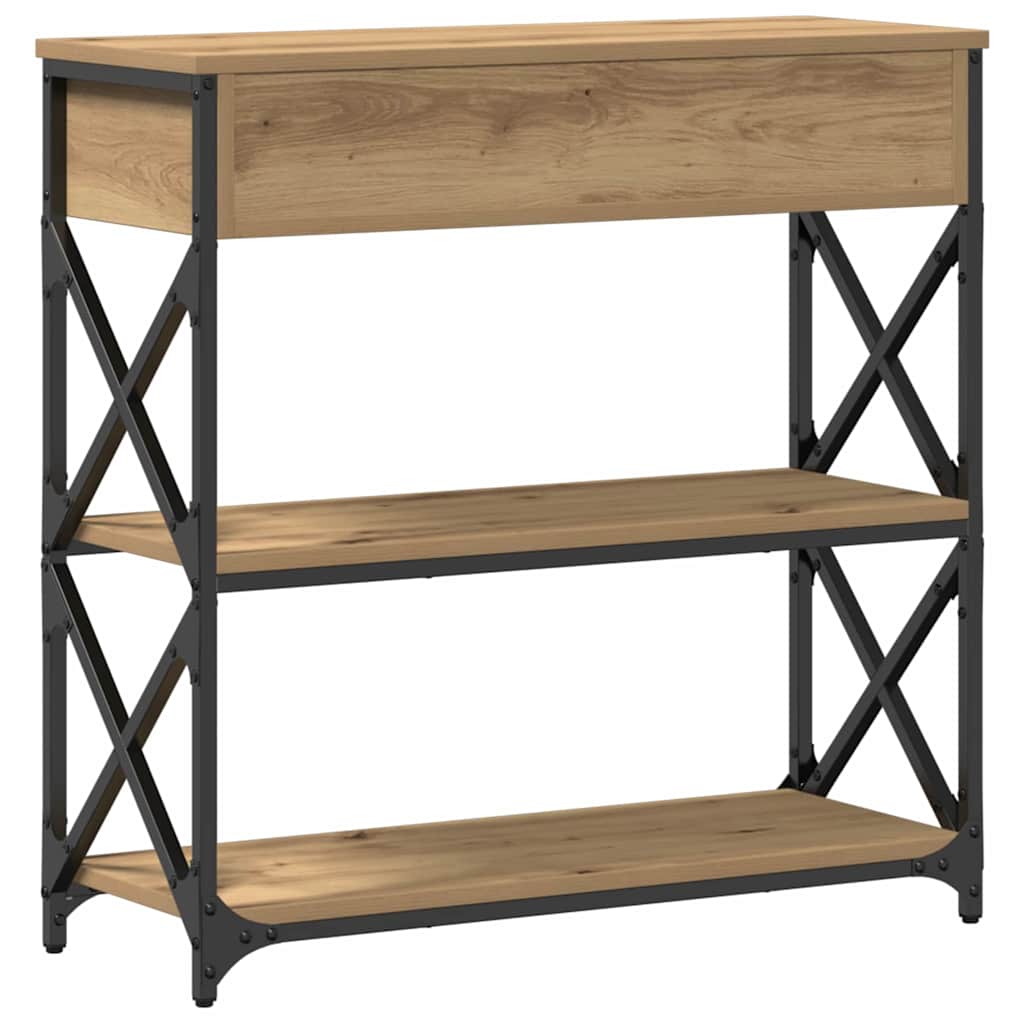 Konsole Tisch mit Schubladen Eiche handwerklich 75 x 28 x 75 cm