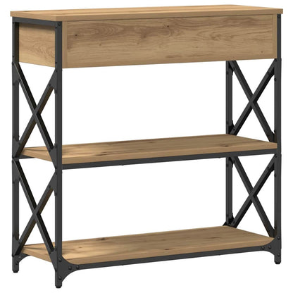 Konsole Tisch mit Schubladen Eiche handwerklich 75 x 28 x 75 cm