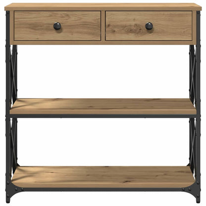 Konsole Tisch mit Schubladen Eiche handwerklich 75 x 28 x 75 cm