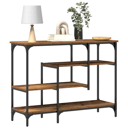 Konsolentisch Altholz 100 x 35 x 75 cm Schichtholz und Metall
